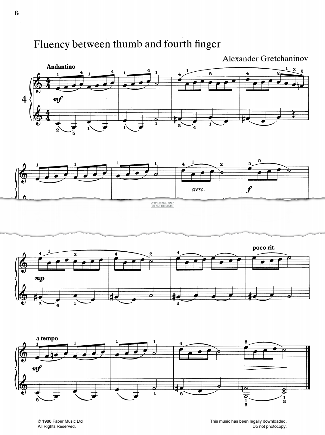 Produktgalerie: Seite 1 von 1 Fluency Between Thumb And Fourth Finger, Alexander Gretchaninov, Klavier