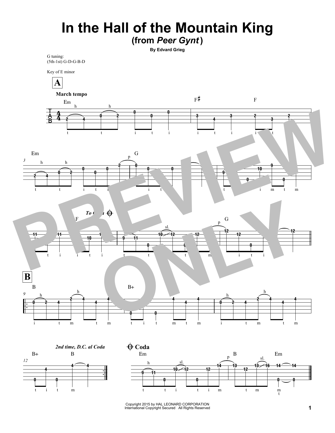 Produktgalerie: Seite 1 von 1 In The Hall Of The Mountain King, Edvard Grieg, Banjo