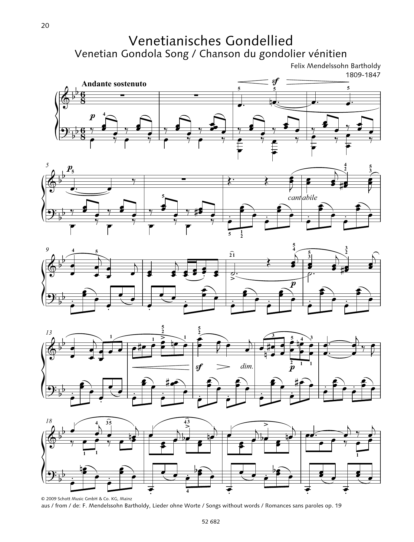 Product picture to: Venetian Gondola Song in G minor