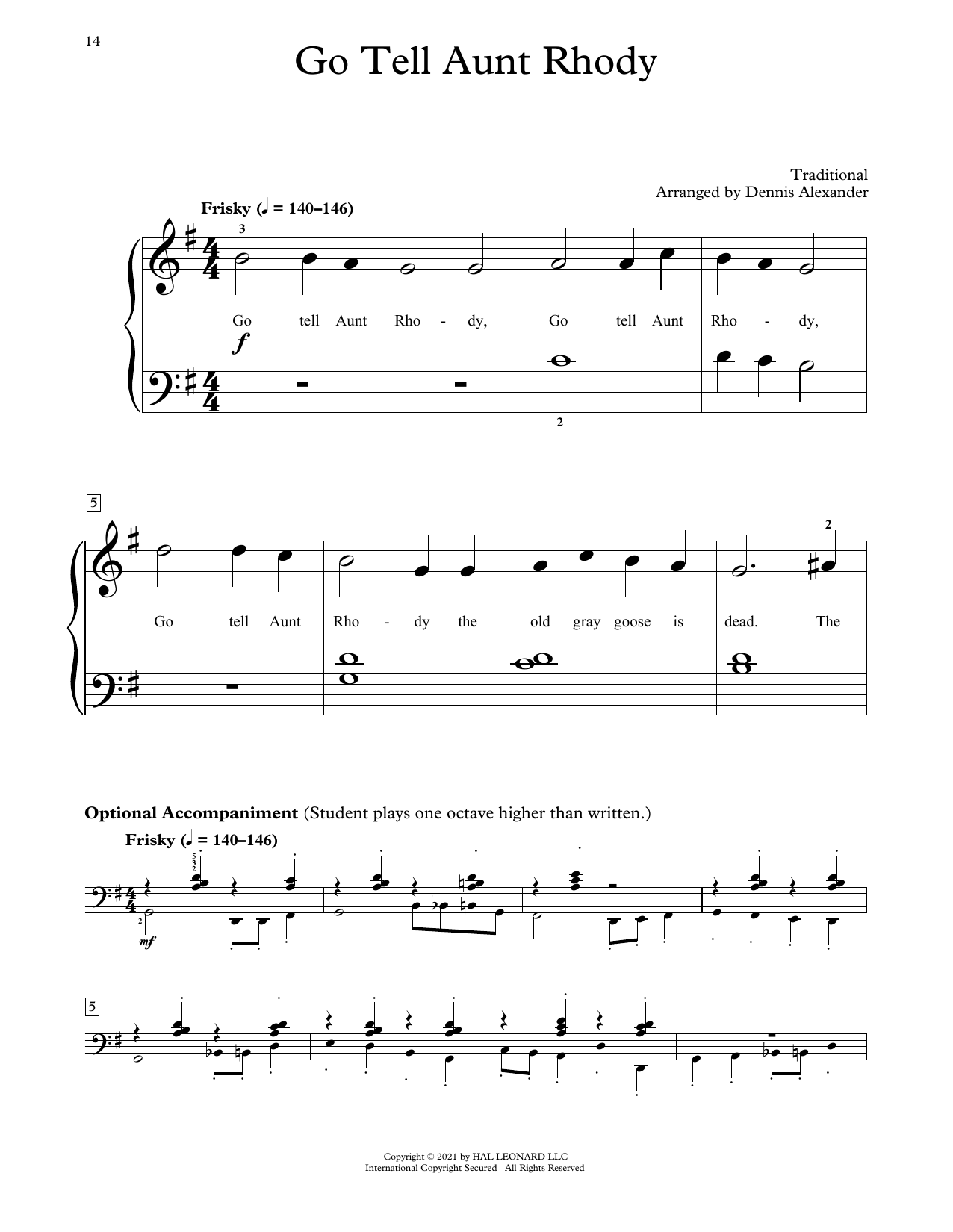 Produktbild zu: Go Tell Aunt Rhody (arr. Dennis Alexander)