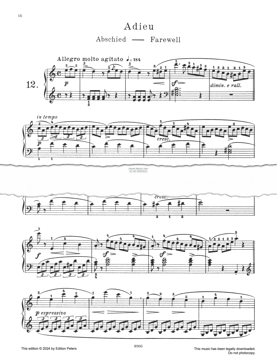 Produktbild zu: Adieu Op. 100 No. 12