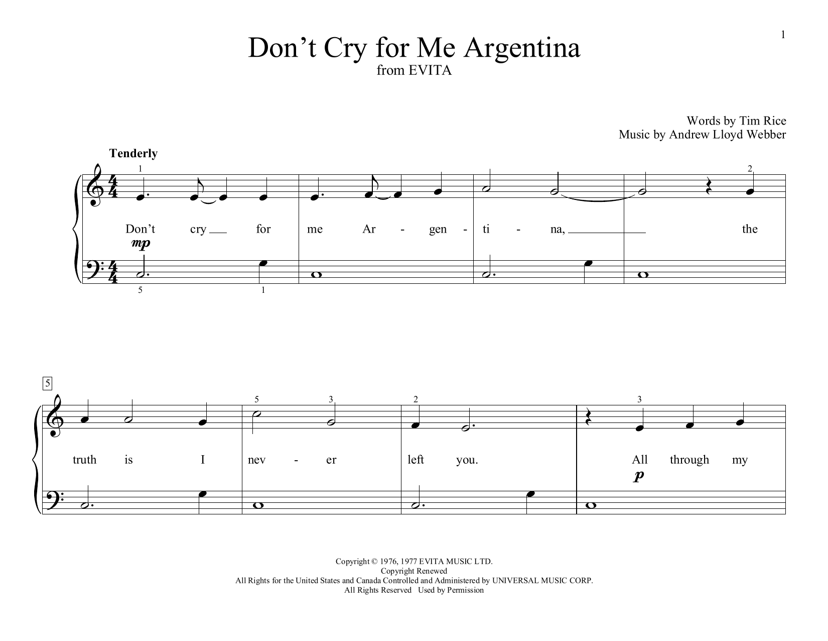 Produktbild zu: Don't Cry For Me Argentina (from Evita) (arr. Christopher Hussey)