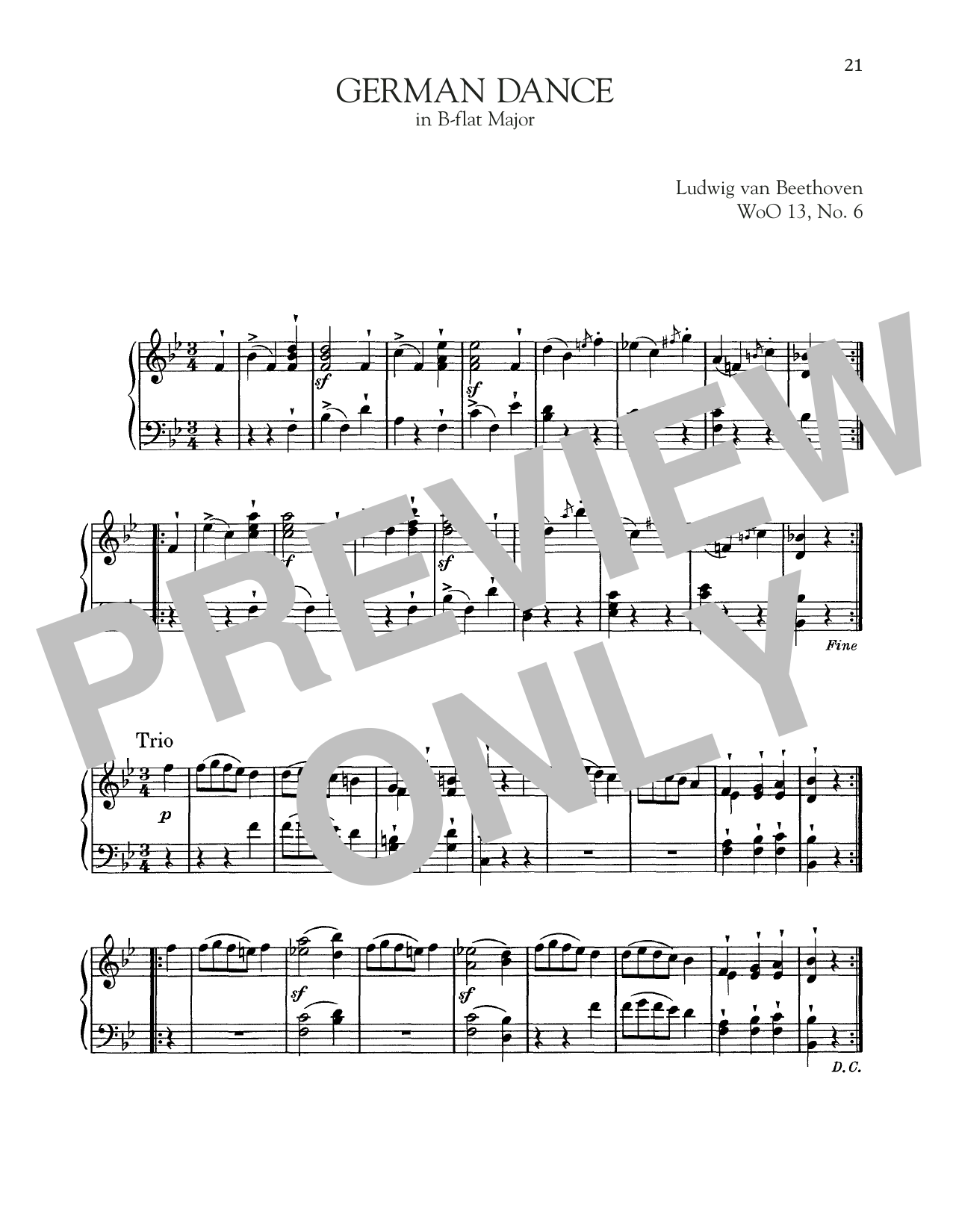 Product gallery: Page 1 of 1 German Dance In B-Flat Major, WoO 13, No. 6, Ludwig Van Beethoven