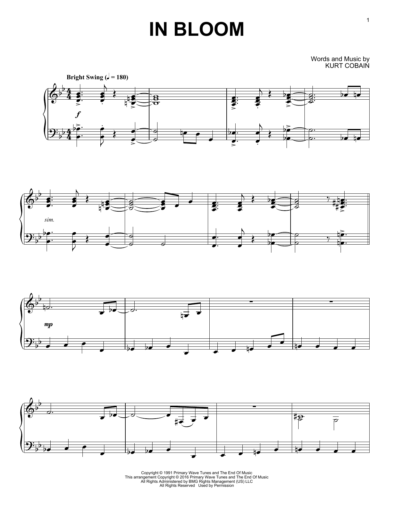 Produktgalerie: Seite 1 von 1 In Bloom [Jazz version], Nirvana, Klavier