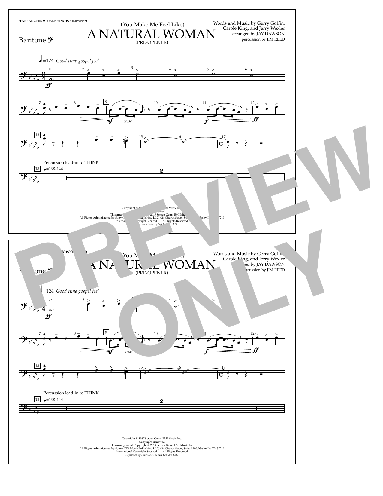 Product picture to: (You Make Me Feel Like) A Natural Woman (Pre-Opener) (arr. Jay Dawson) - Baritone B.C.
