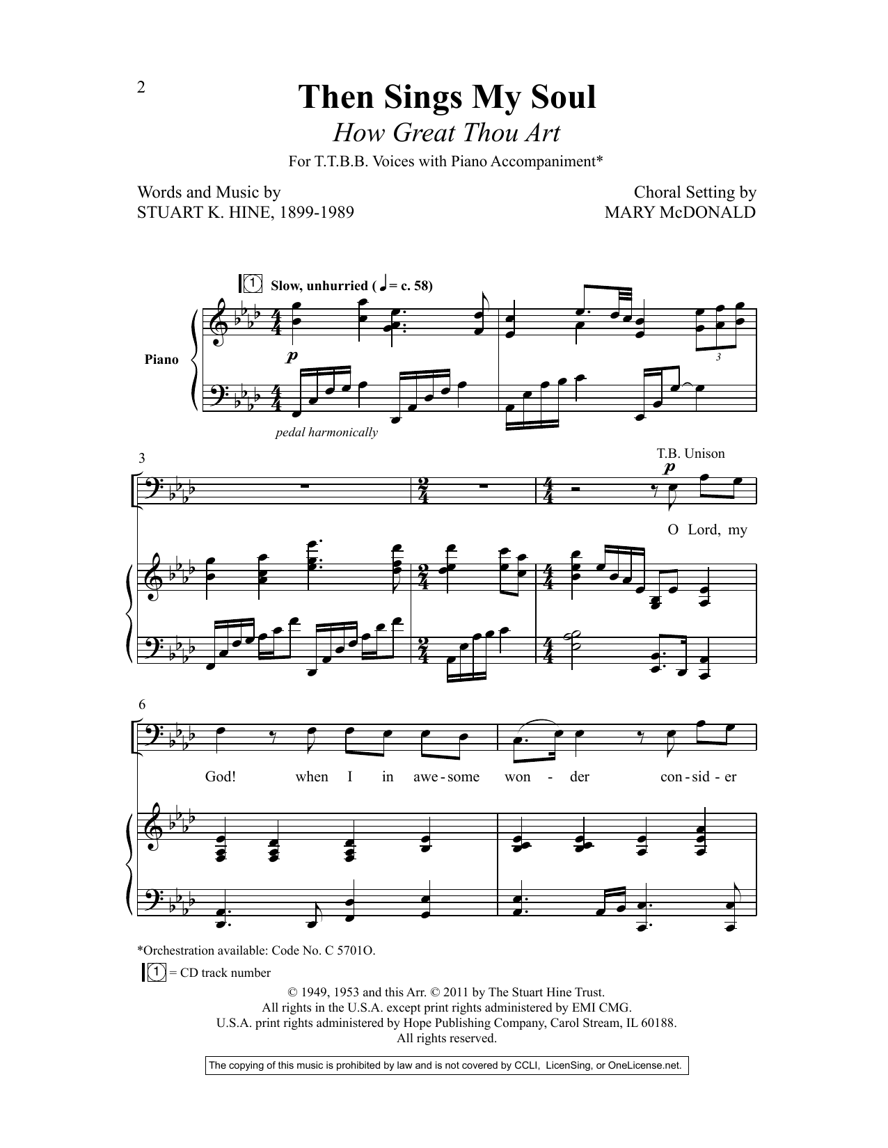 Product gallery: Page 1 of 1 Then Sings My Soul (How Great Thou Art) (arr. Mary McDonald), Stuart K. Hine