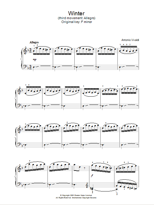 Product gallery: Page 1 of 1 Winter from The Four Seasons (Third movement: Allegro), Antonio Vivaldi