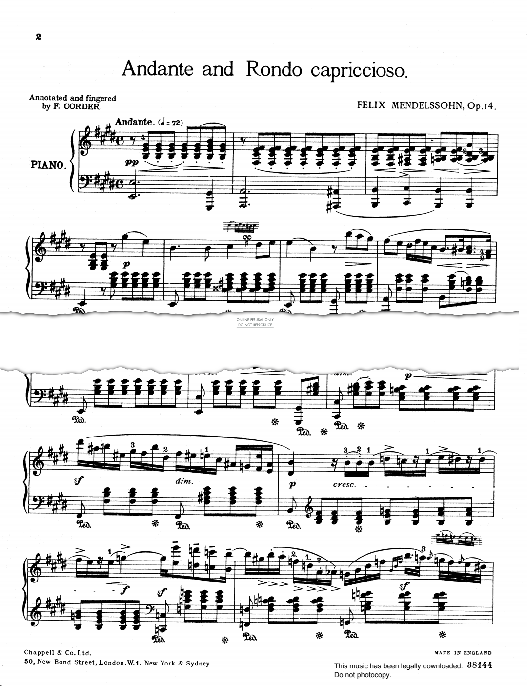 gallery: Andante & Rondo, Felix Mendelssohn