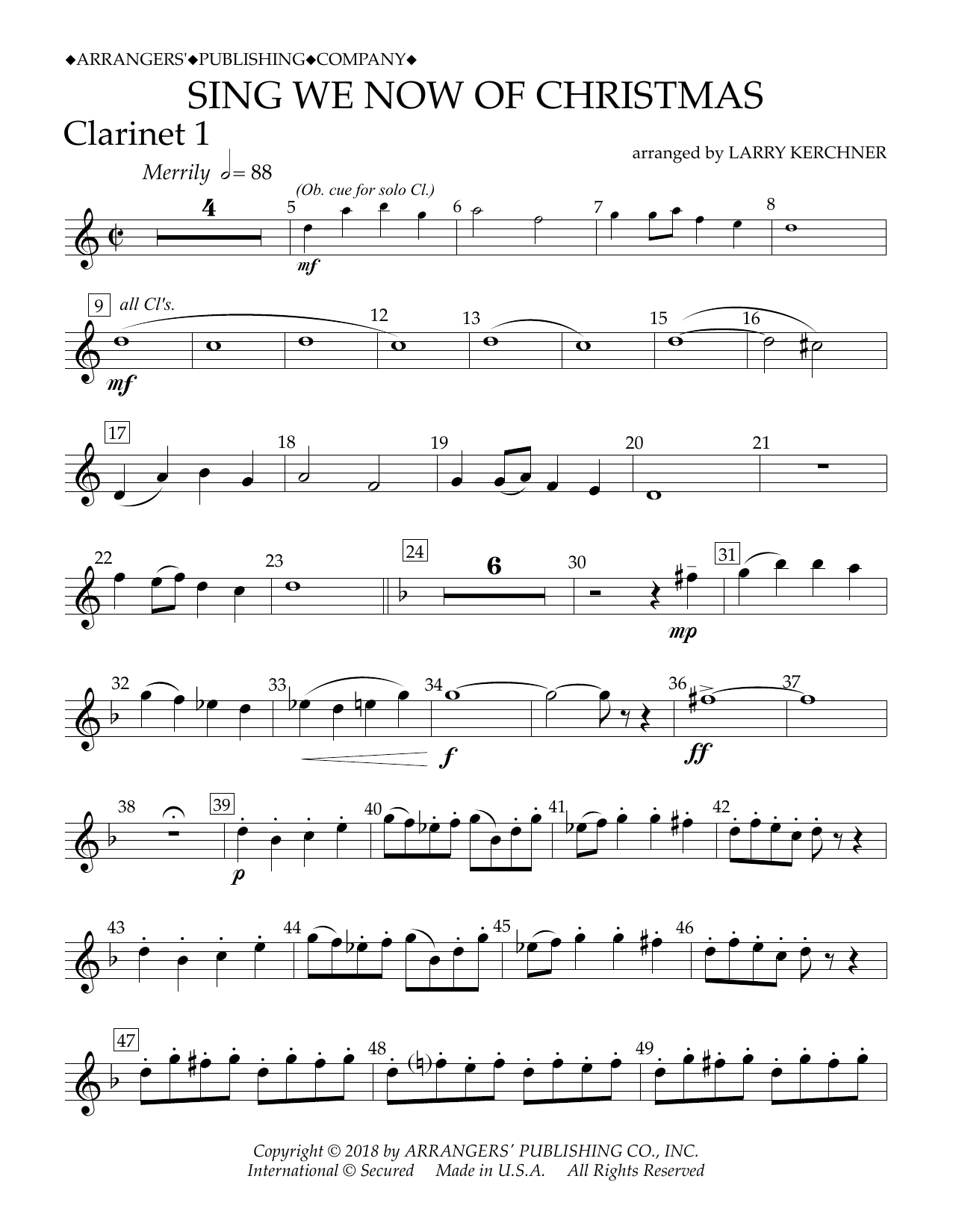 Product picture to: Sing We Now of Christmas (arr. Larry Kerchner) - Bb Clarinet 1