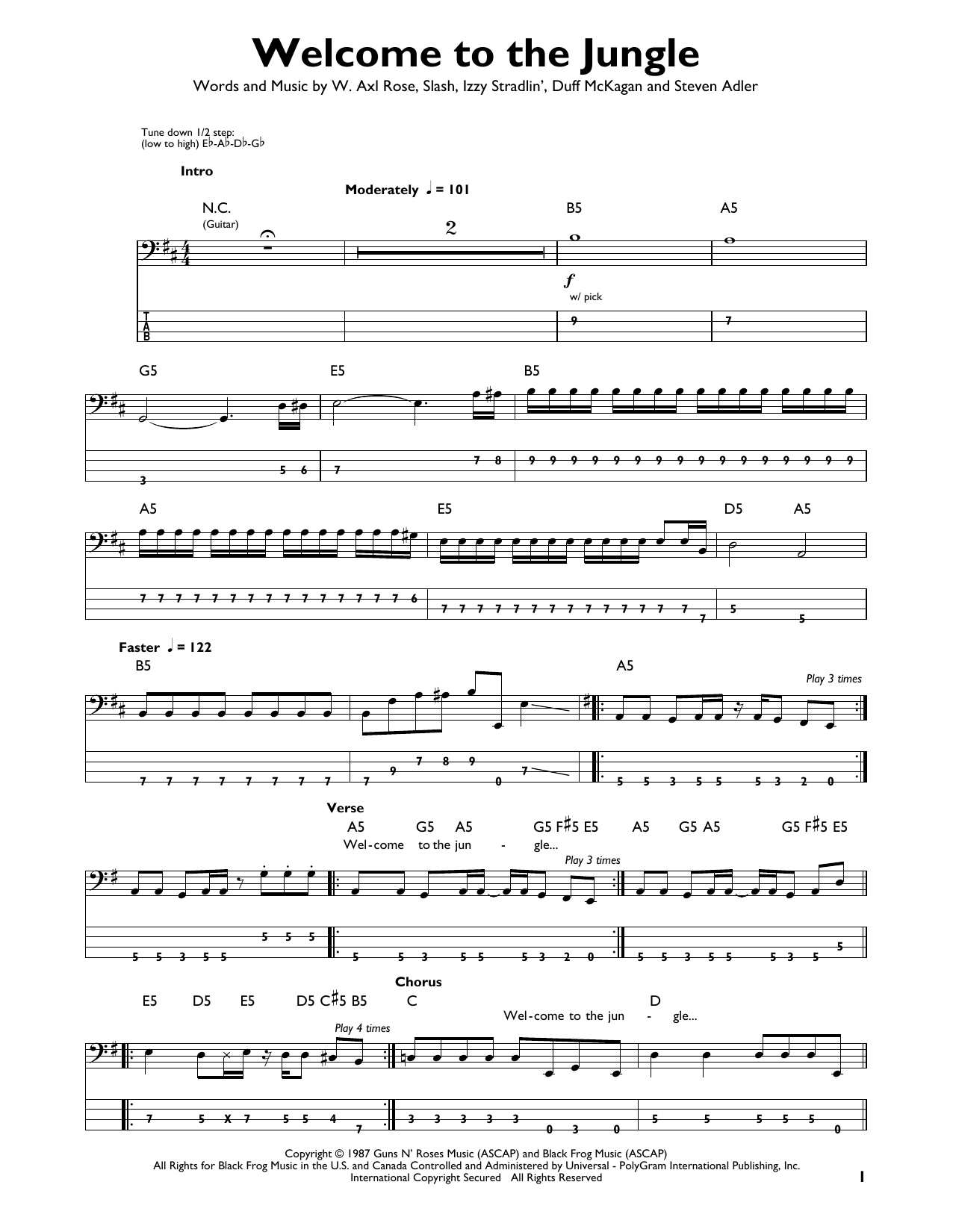 Produktgalerie: Seite 1 von 1 Welcome To The Jungle, Guns N' Roses, E-Bass, Gitarre