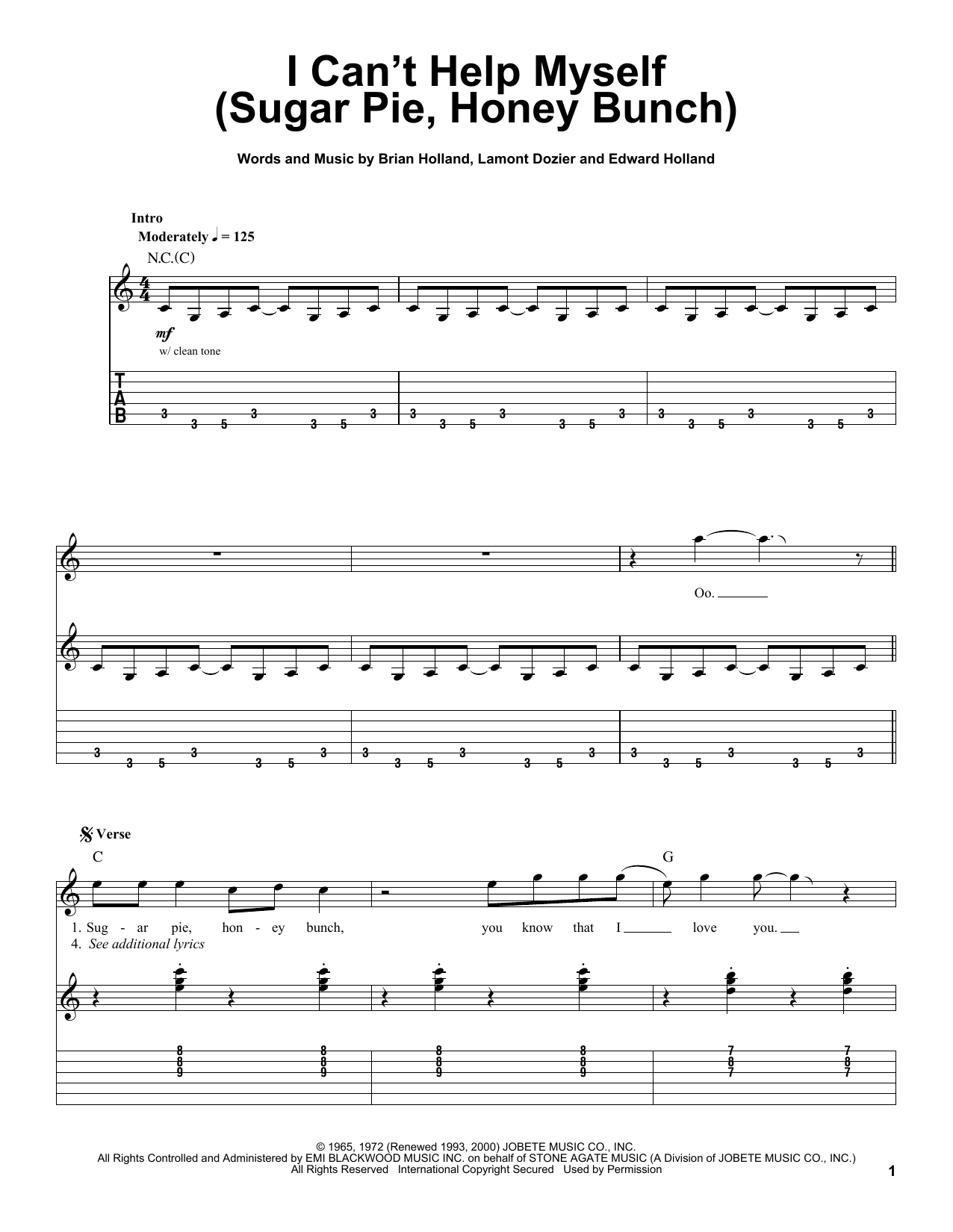 Produktgalerie: Seite 1 von 1 I Can't Help Myself (Sugar Pie, Honey Bunch), The Four Tops, Gitarre