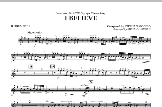 Produktbild zu: I Believe (Vancouver 2010 CTV Olympic Theme Song) - Bb Trumpet 1