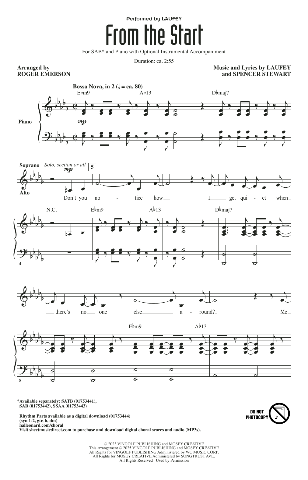 Produktbild zu: From The Start (arr. Roger Emerson)