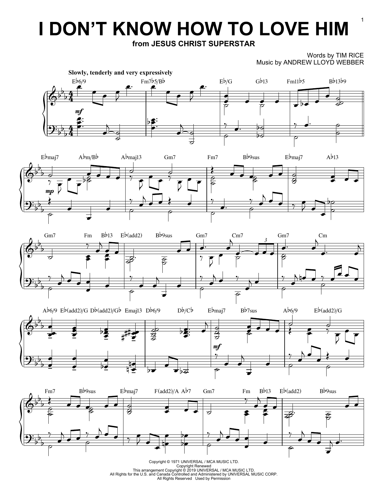 Produktbild zu: I Don't Know How To Love Him [Jazz version] (from Jesus Christ Superstar)
