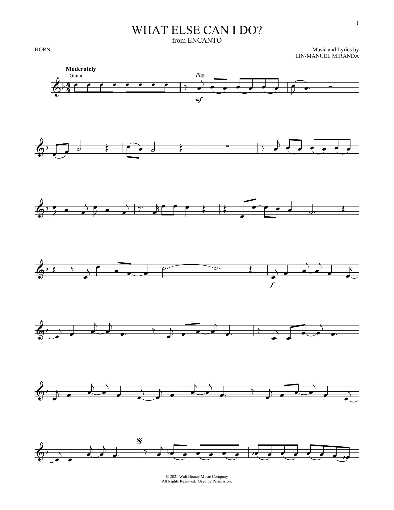 Produktgalerie: Seite 1 von 1 What Else Can I Do? (from Encanto), Lin-Manuel Miranda, Horn