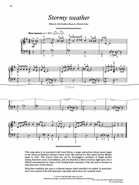 Produktgalerie: Seite 1 von 1 Stormy Weather, Harold Arlen, Klavier