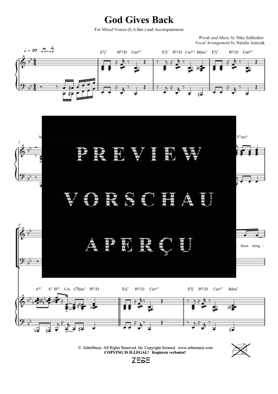 gallery: God Gives Back, , Gemischter Chor SAM/Solo opt. und Klavier