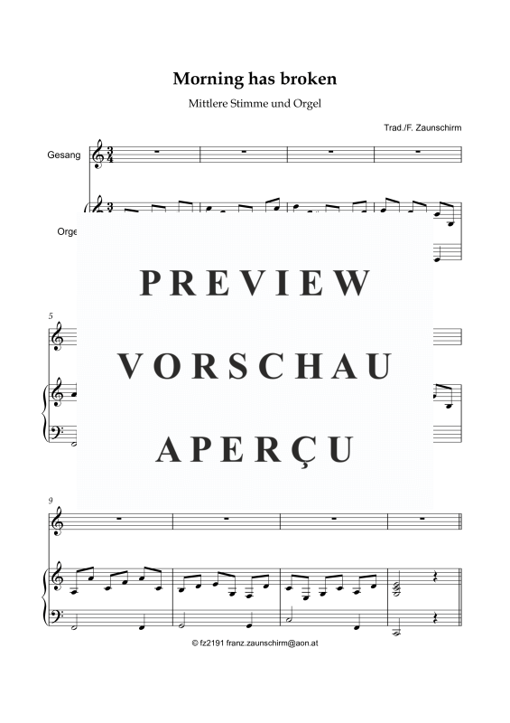 gallery: Morning has broken, , Medium Vocals and Organ