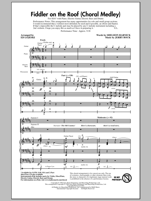 Produktgalerie: Seite 1 von 1 Fiddler On The Roof (Choral Medley) (arr. Ed Lojeski), Bock & Harnick, Chor