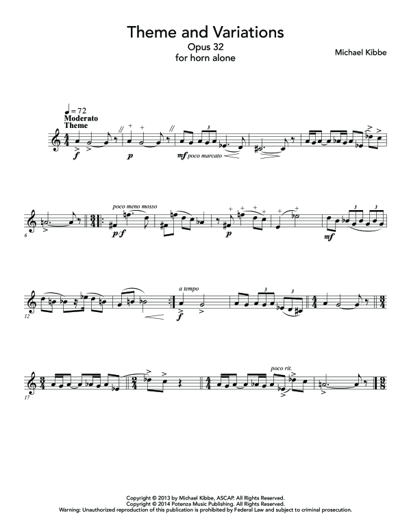 Produktgalerie: Seite 1 von 11 Theme and Variations, Op. 32, , (Horn in F Solo)