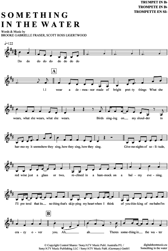 Produktgalerie: Seite 1 von 4 Something in the water , Fraser, Brooke, Trompete in B