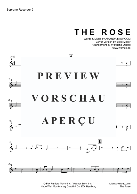 Product gallery: Page 11 of 11 The Rose, Midler, Bette, Trio For 3 Recorders (Ssa) and Piano/Organ, With Optional Cello