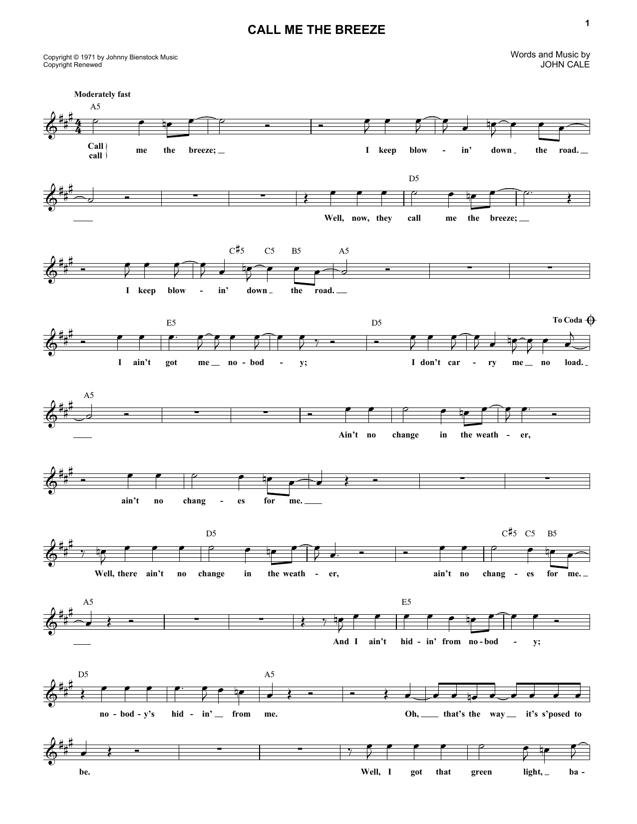 Produktgalerie: Seite 1 von 1 Call Me The Breeze, Lynyrd Skynyrd, Melodieinstrument