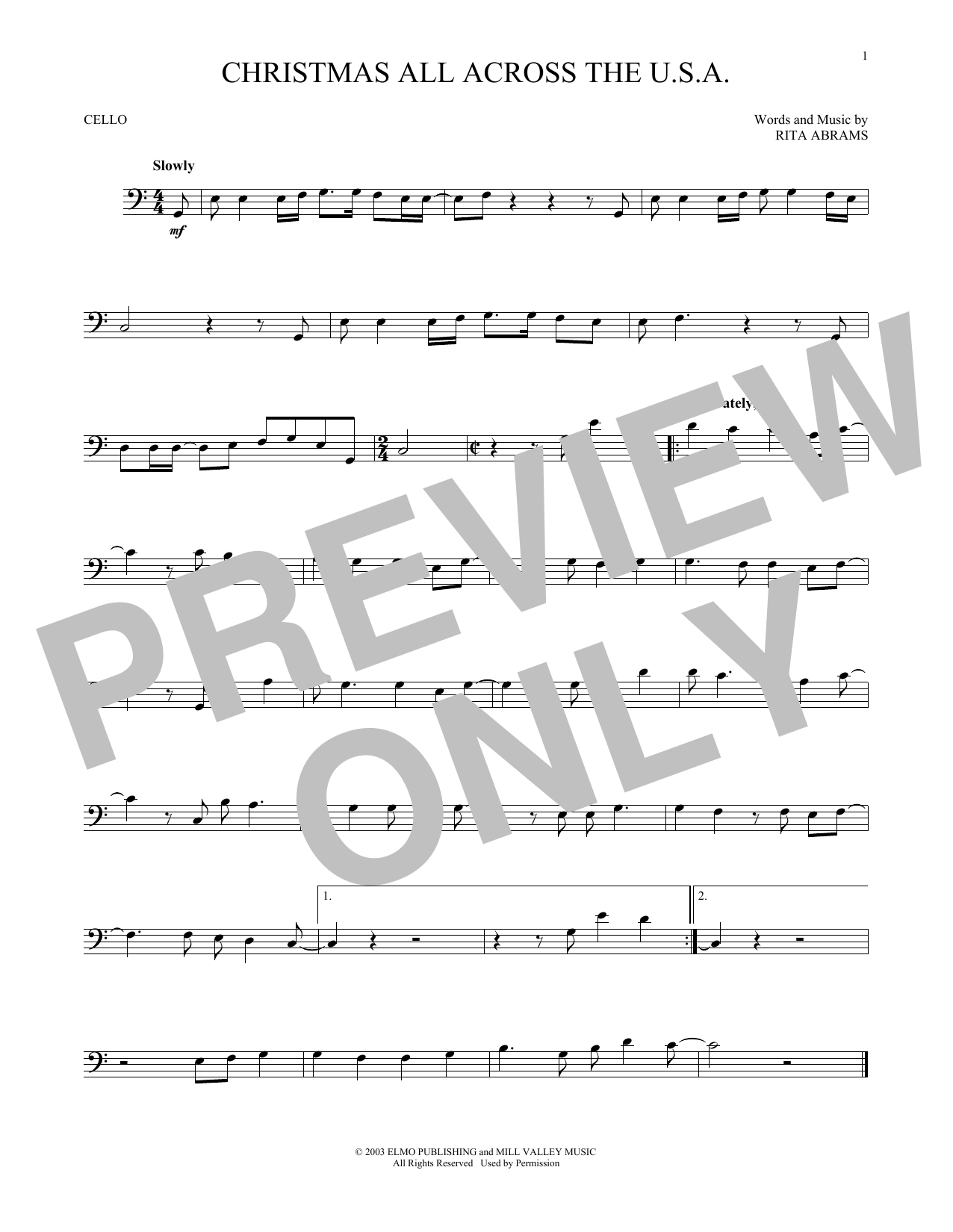 Produktgalerie: Seite 1 von 1 Christmas All Across The U.S.A., Rita Abrams, Violoncello