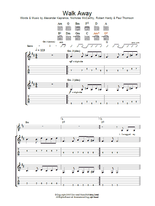 Produktgalerie: Seite 1 von 1 Walk Away, Franz Ferdinand, Gitarre