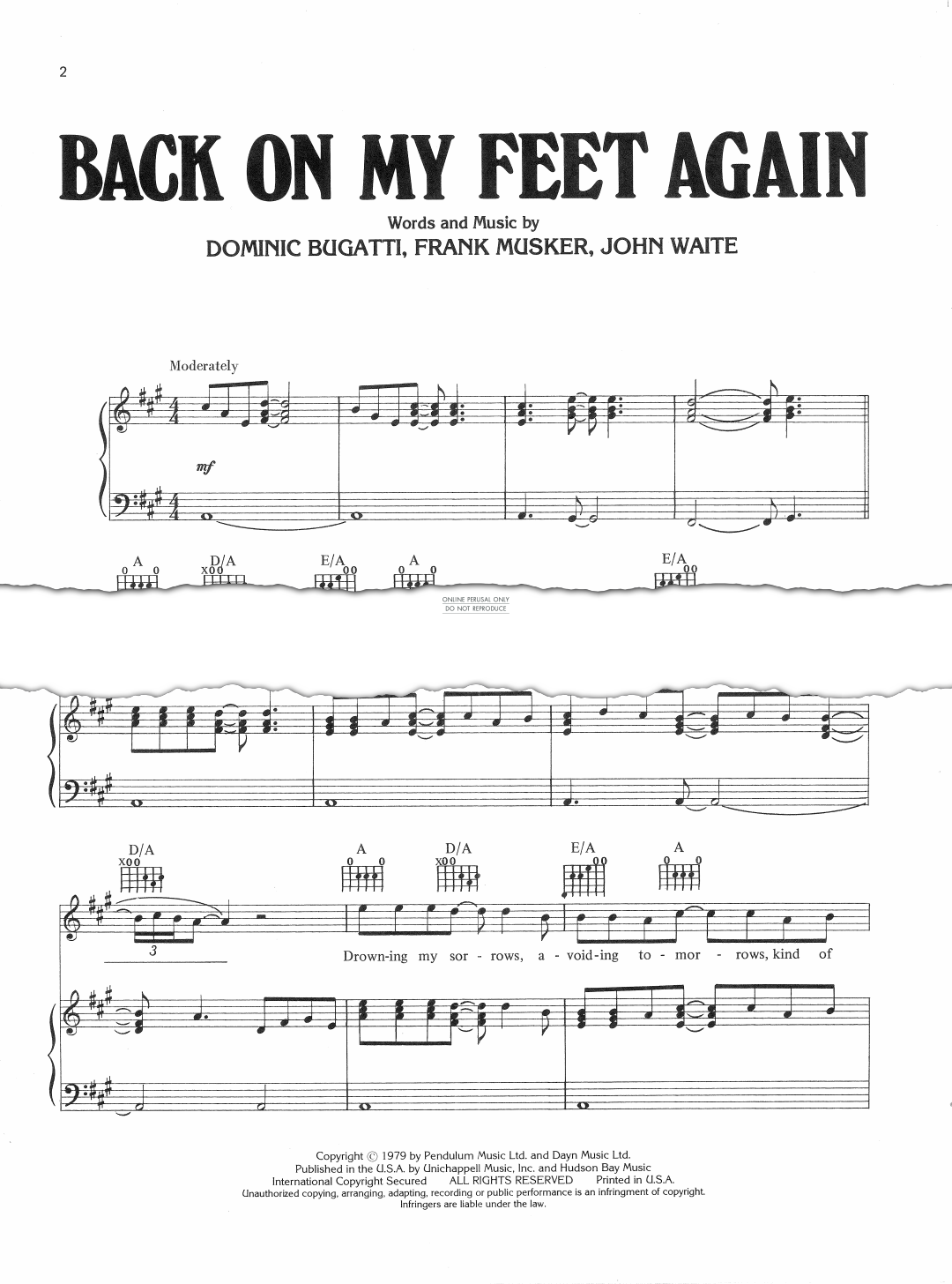 Product gallery: Page 1 of 1 Back On My Feet Again, The Babys