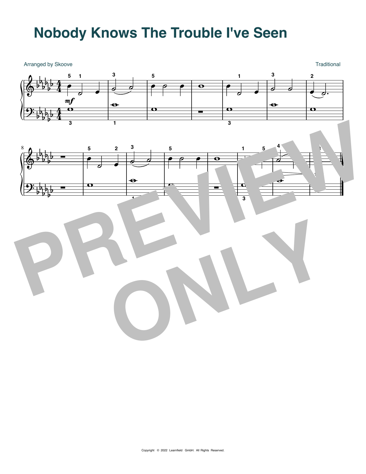 Produktbild zu: Nobody Knows The Trouble I've Seen (arr. Skoove)