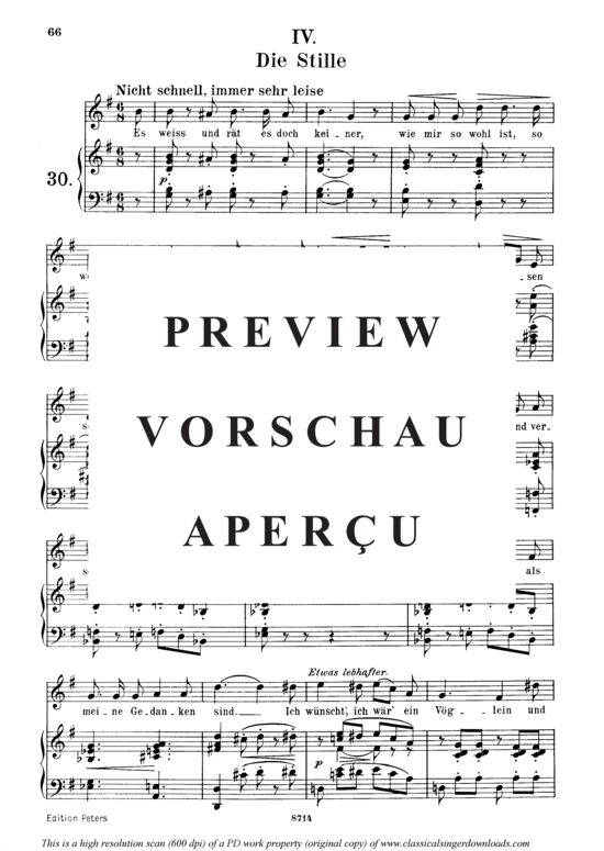 Product gallery: Page 2 of 3 Die Stille, Op.39 No.4, , Medium Voice and Piano