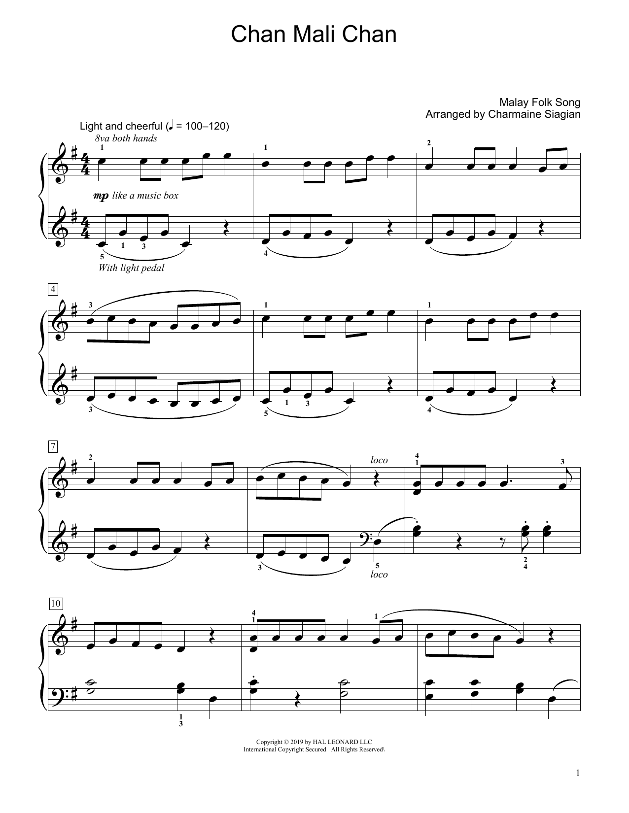 Product picture to: Chan Mali Chan (arr. Charmaine Siagian)
