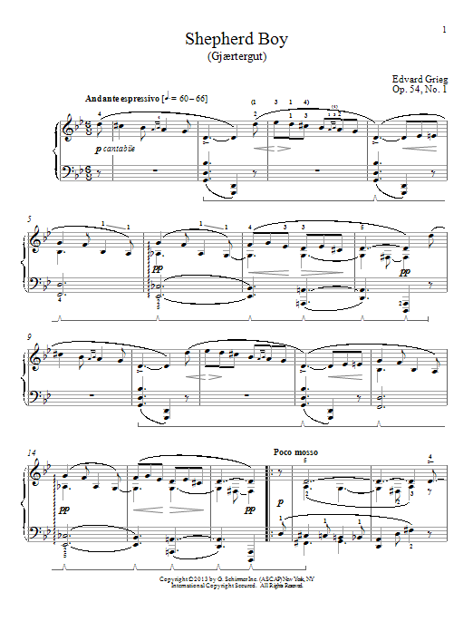 Product picture to: Shepherd Boy (Gjaertergut), Op. 54, No. 1