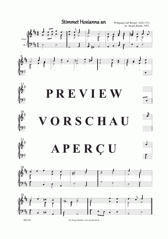 Product gallery: Page 8 of 8 Stimmet Hosianna an , , (choir, 2x violins + organ-BC)
