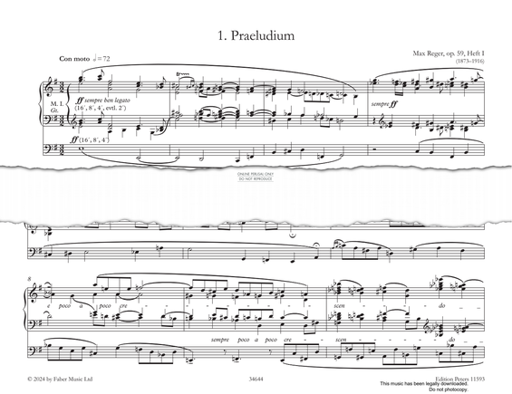 Product gallery: Page 1 of 1 Praeludium (from 'Twelve Pieces' Op.59, Vol I), Max Reger