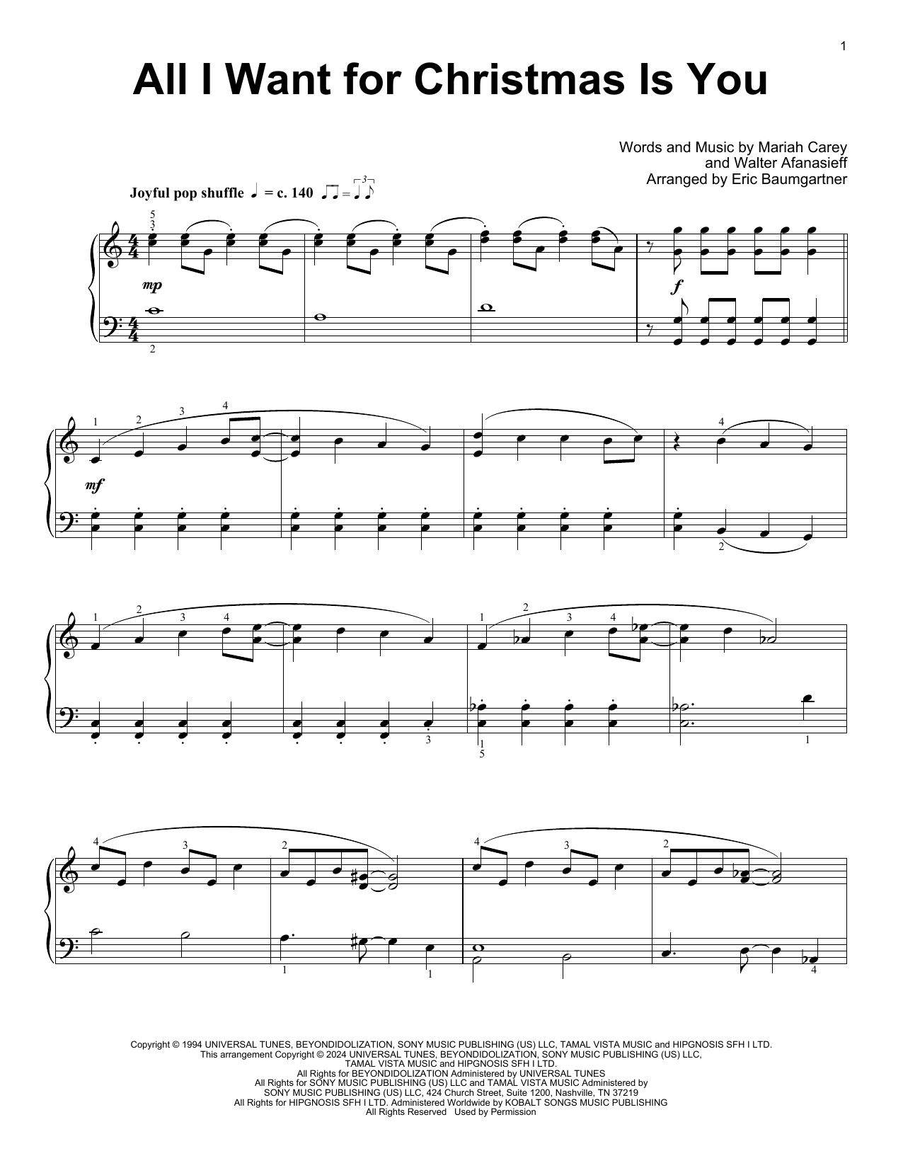 Produktbild zu: All I Want For Christmas Is You (arr. Eric Baumgartner)