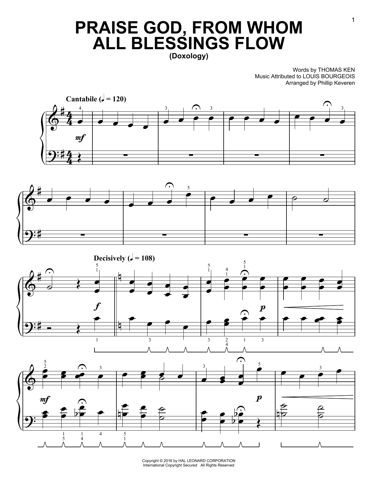 Product picture to: Praise God, From Whom All Blessings Flow [Classical version] (arr. Phillip Keveren)