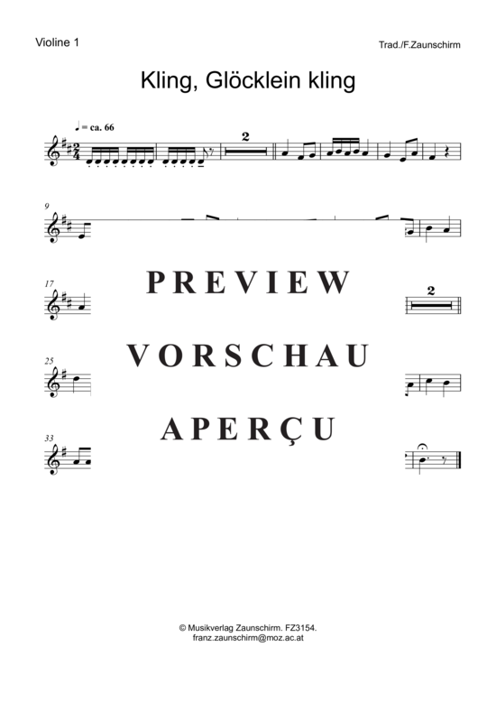 Product gallery: Page 3 of 6 Kling, Glöcklein kling , , (violin quartet)