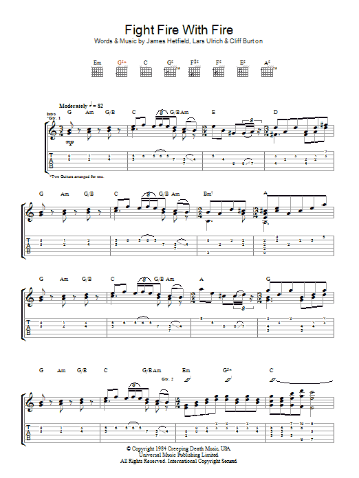 Produktgalerie: Seite 1 von 1 Fight Fire With Fire, Metallica, Gitarre