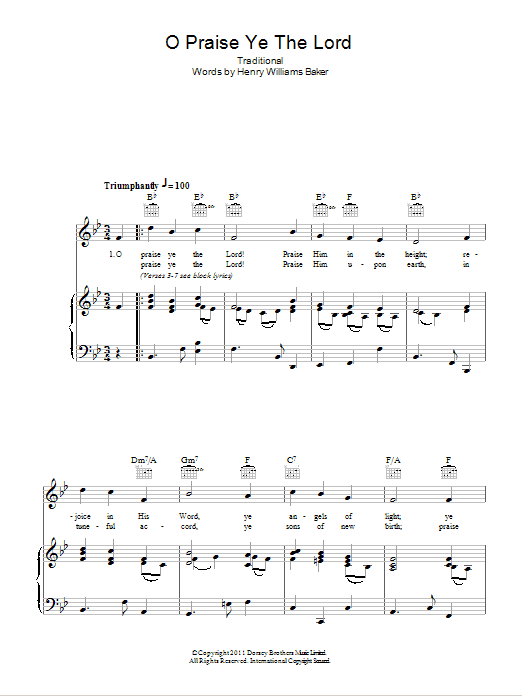 Product gallery: Page 1 of 1 O Praise Ye The Lord, Traditional