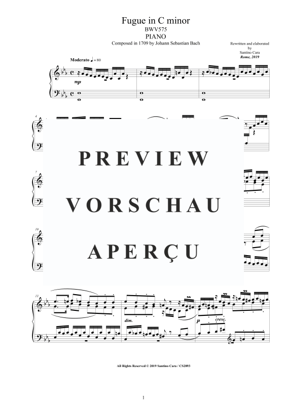Product gallery: Page 2 of 6 Fuge in C-Moll BWV 575, , Solo Piano