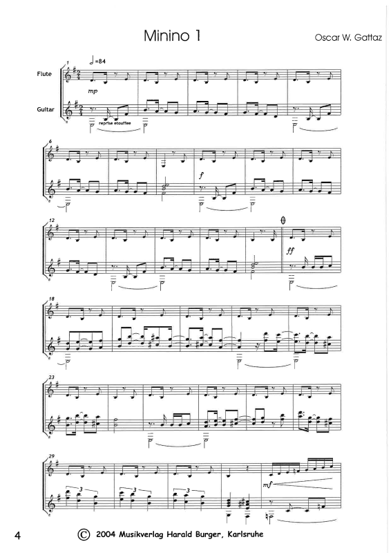 gallery: Sechs Mininos - Sechs Stücke für Flöte & Gitarre, , Querflöte und Gitarre - Partitur