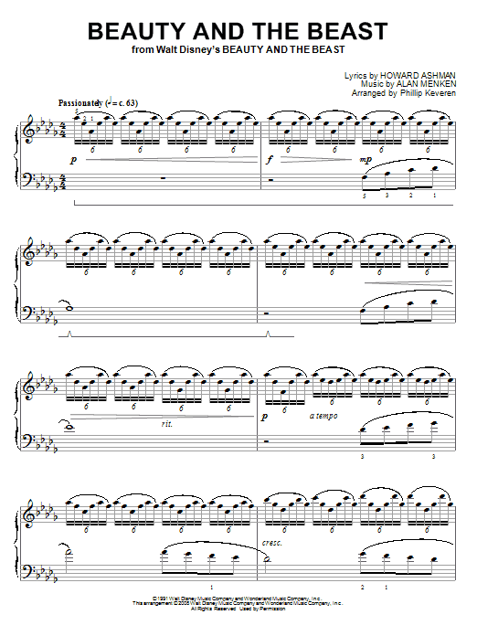 Product gallery: Page 1 of 1 Beauty And The Beast [Classical version] (arr. Phillip Keveren), Alan Menken & Howard Ashman
