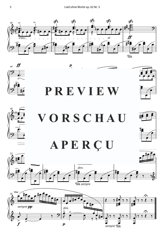 Product gallery: Page 7 of 7 Lied ohne Worte op. 62 Nr. 5, , Solo Piano