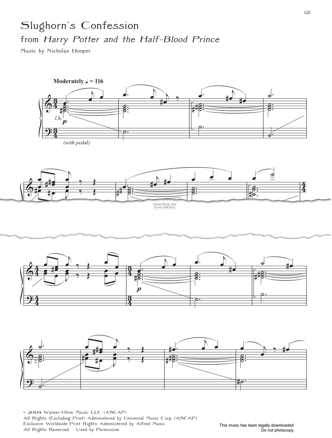 Produktgalerie: Seite 1 von 1 Slughorn's Confession (from 'Harry Potter And The Half Blood Prince'), Nicholas Hooper, Klavier