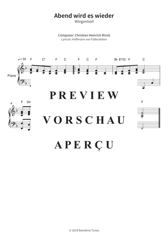 Produktgalerie: Seite 4 von 4 Abend wird es wieder - Wiegenlied , , Klavier Solo