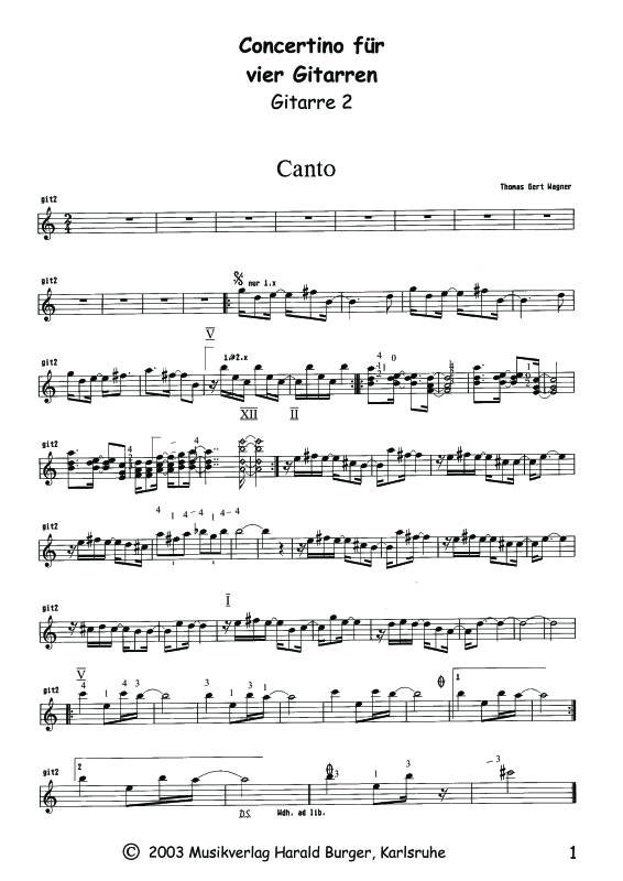 Produktbild zu: Concertino für 4 GitarrenThomas Gert Wagner