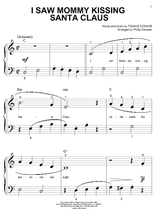 Product picture to: I Saw Mommy Kissing Santa Claus (arr. Phillip Keveren)