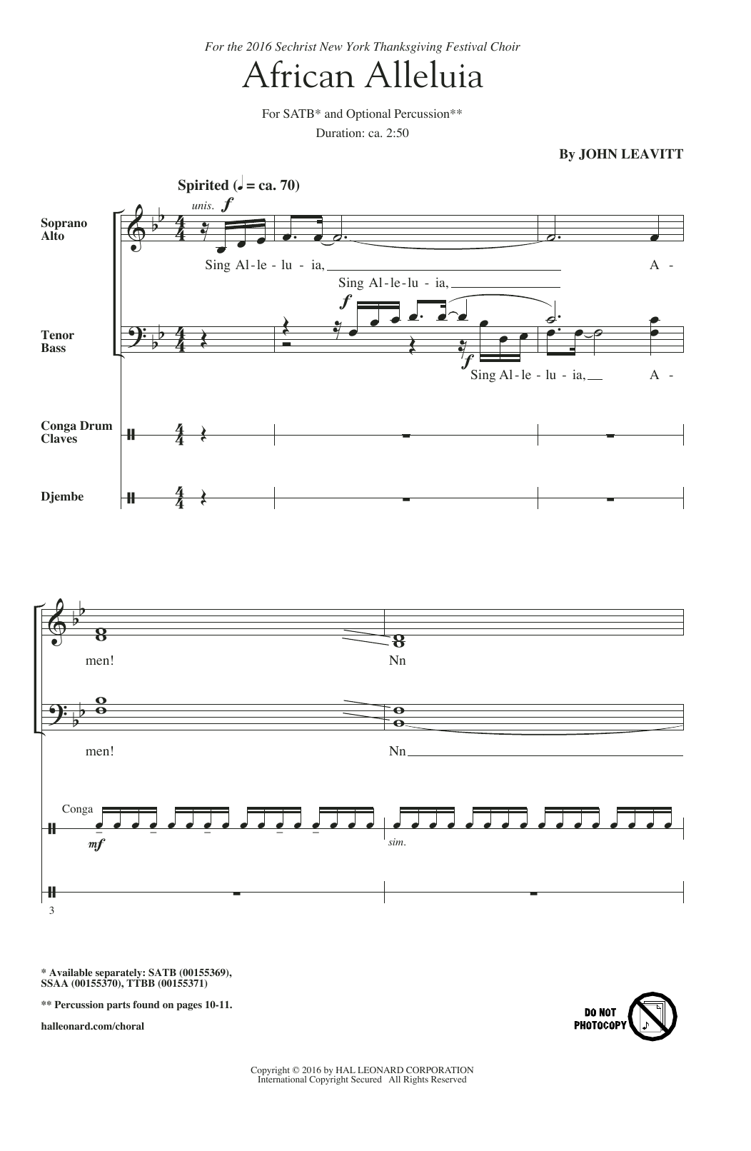 Product gallery: Page 1 of 1 African Alleluia, John Leavitt